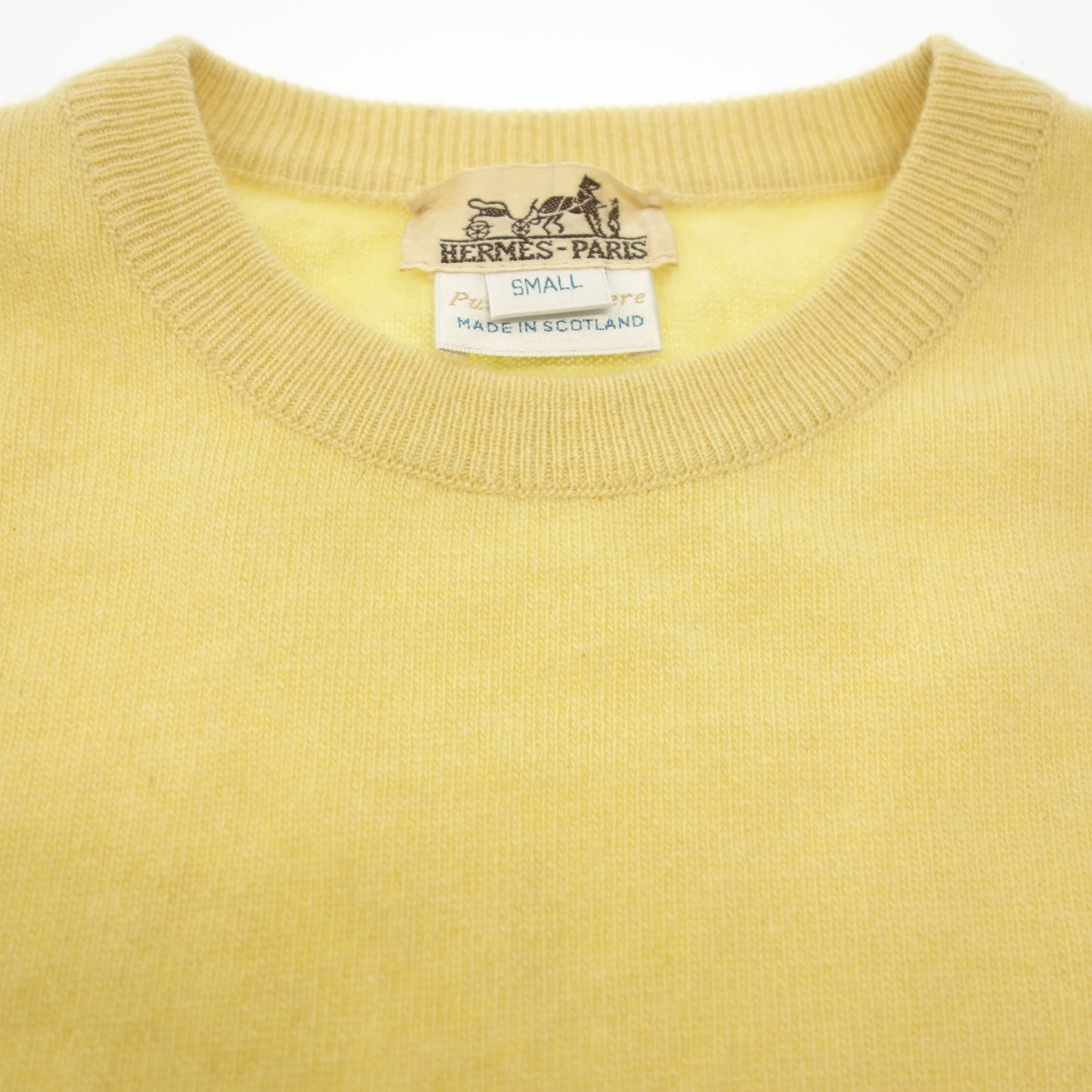 Good condition◆Hermes Short sleeve knit 100% cashmere Yellow Size S Women's HERMES [AFB35] 