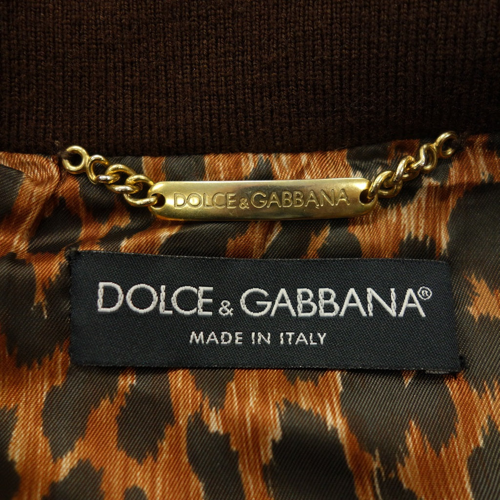状况良好 ◆Dolce &amp; Gabbana 羊皮皮夹克罗纹针织女式 38 棕色 DOLCE&amp;GABBANA [AFG1] 