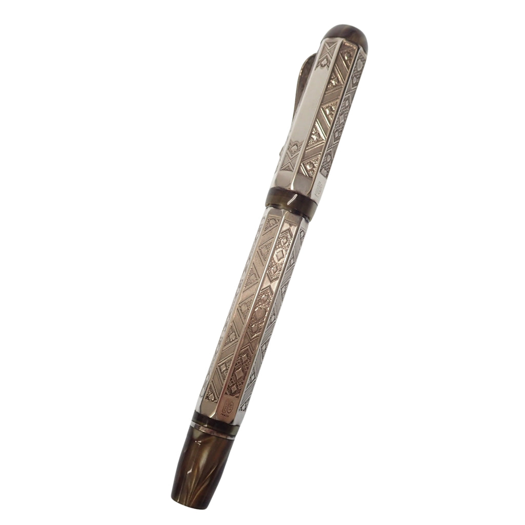 美品◆モンテグラッパ 万年筆 クイーンオブハーツ 925 ペン先750 シルバー系 Montegrappa【AFI18】