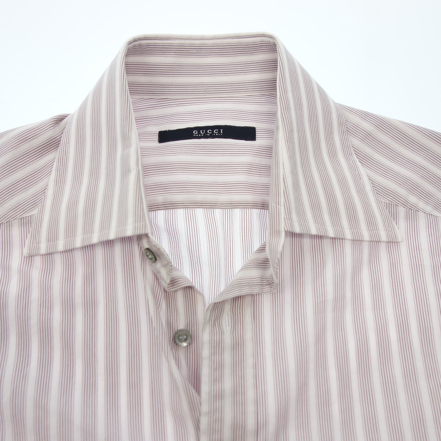 Good condition ◆ Gucci long sleeve shirt striped cotton men's 38 purple GUCCI [AFA20] 