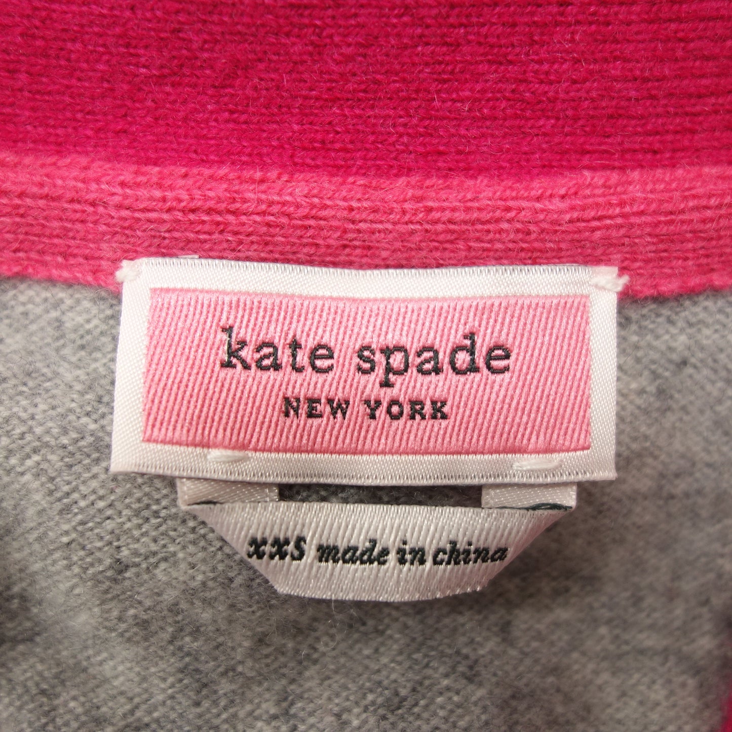 ケイトスペード カーディガン バイカラー カシミア100% レディース グレー ピンク XXS KATE SPADE【AFB9】【中古】