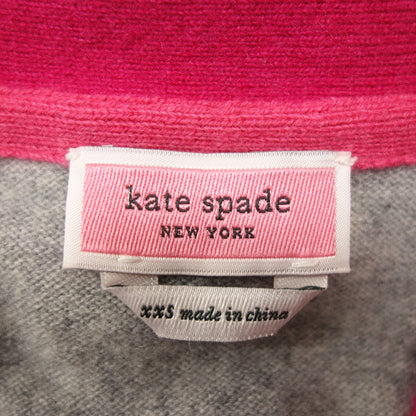 Kate Spade Cardigan Bicolor 100% Cashmere Women's Gray Pink XXS KATE SPADE [AFB9] [Used] 