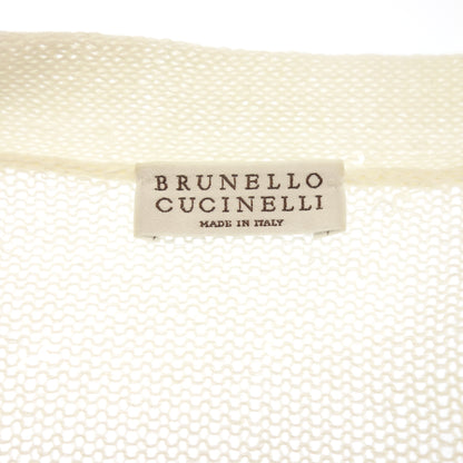 Good Condition◆Brunello Cucinelli Knit Cardigan Sequin Silk Ladies White Size XS BRUNELLO CUCINELLI [AFB16] 