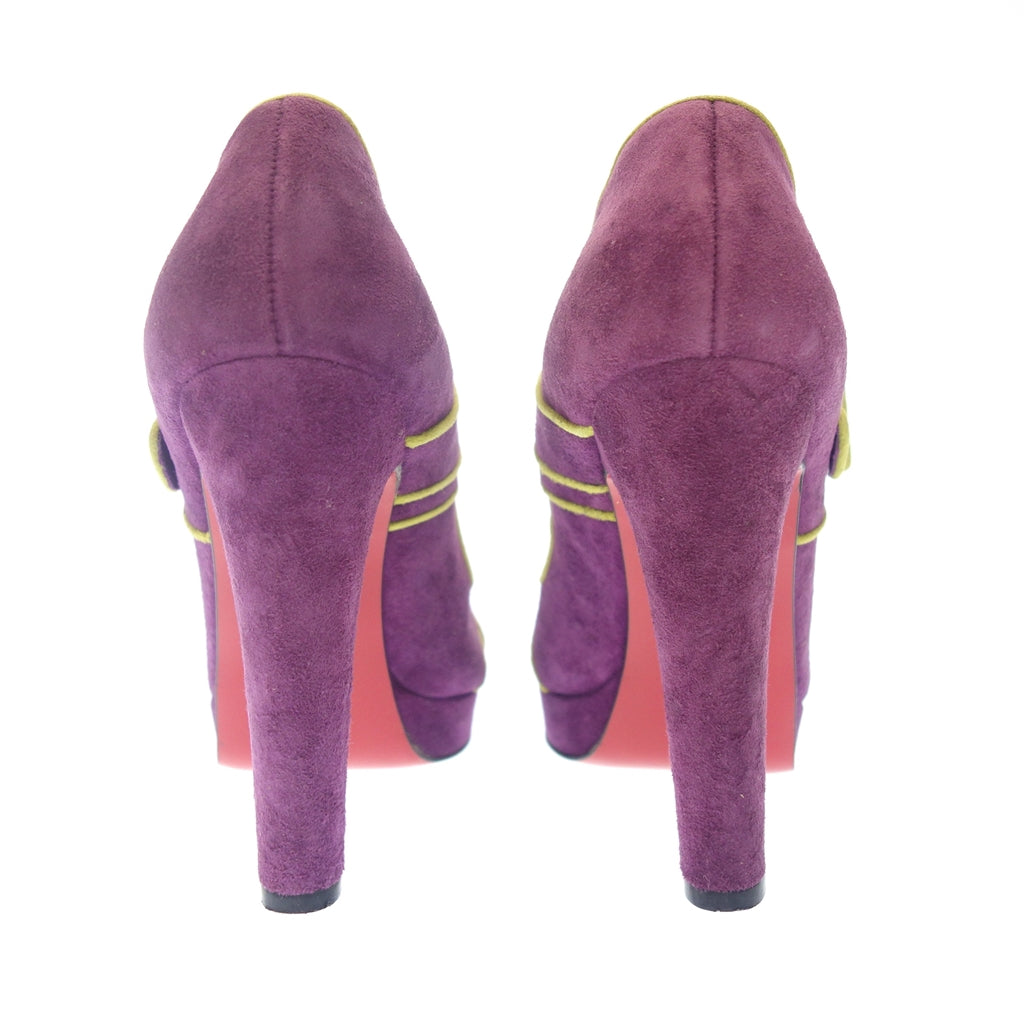 Used Christian Louboutin Suede Leather Belt Heel Pumps Shoes Women's 35 Purple Christian Louboutin [AFC6] 