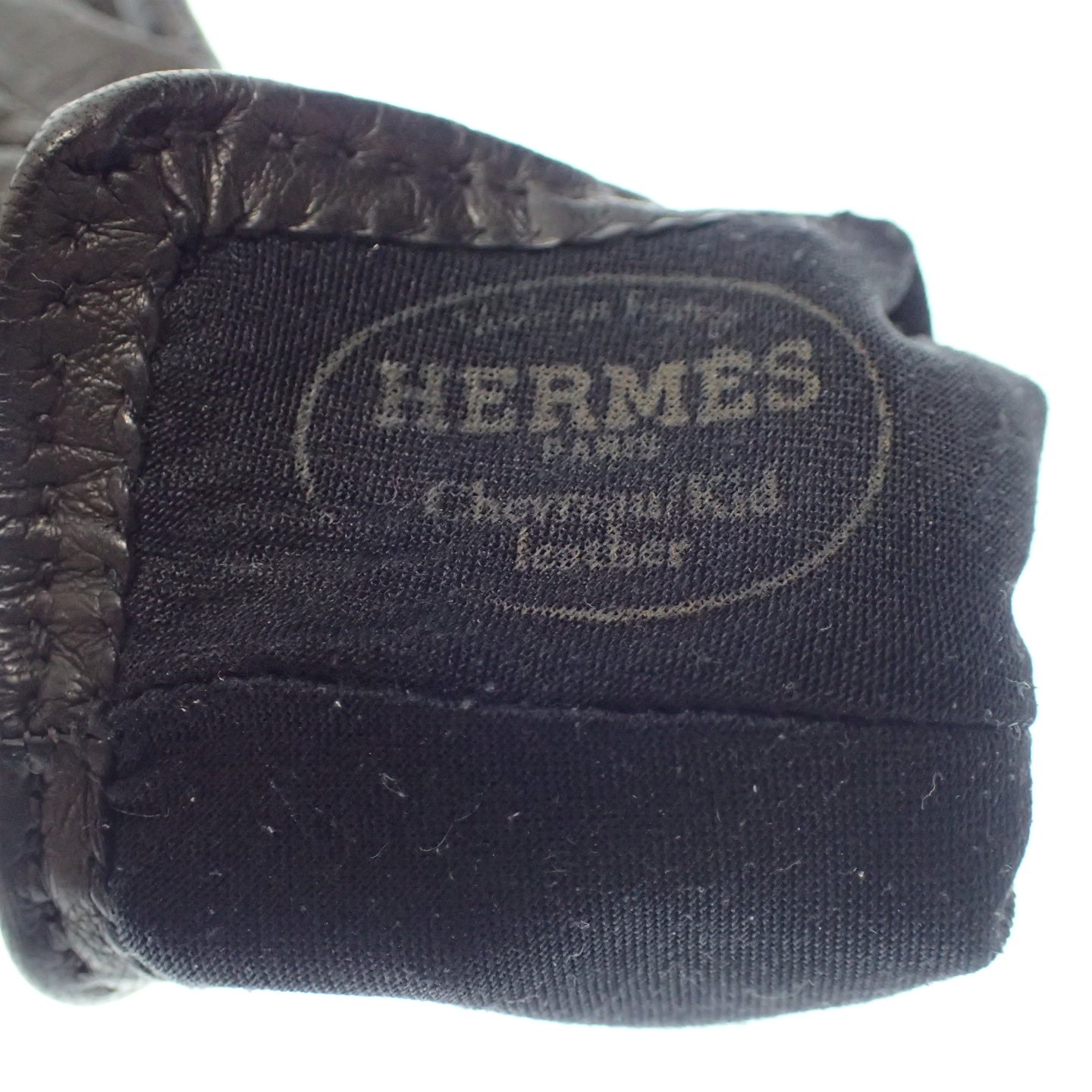 Good condition◆Hermes gloves leather gloves silver metal fittings black with box HERMES [AFI18] 