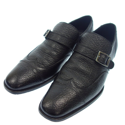 美品◆ゼニア シングルモンク レザーシューズ メンズ 6.5 黒 Zegna【AFC47】