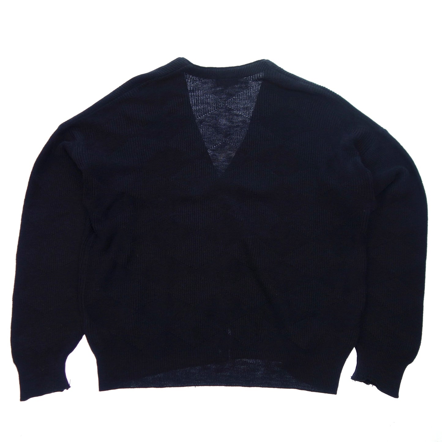 Used ◆Lacoste Knit Cardigan Jacquard French Oversize Men's 6 Navy LACOSTE [AFB11] 