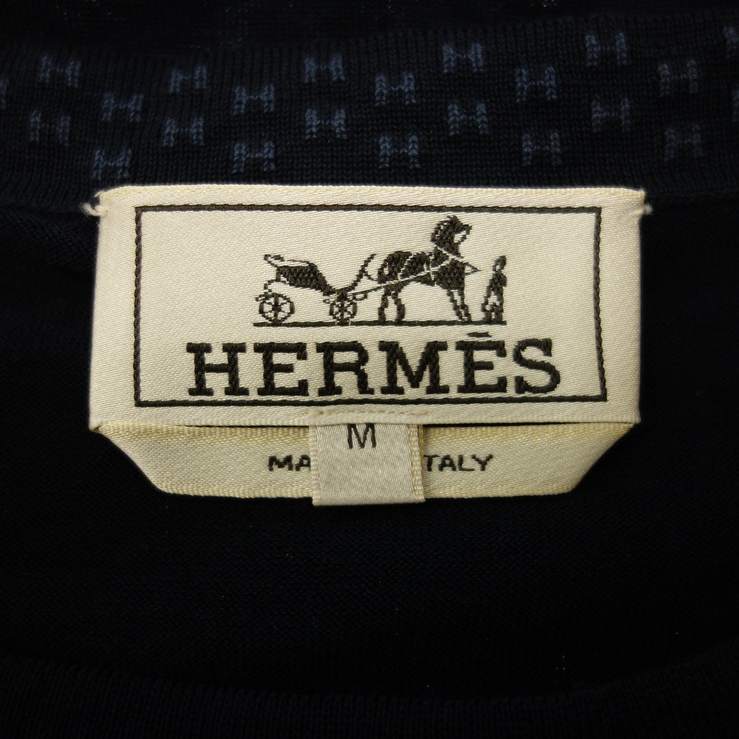 二手 ◆爱马仕长袖裁剪缝制棉尺寸 M 男士深蓝色 HERMES [AFB17] 