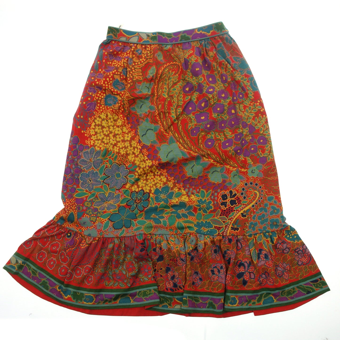 Good condition◆Leonard All-over pattern silk wool skirt ladies W63 red LEONARD [AFB15] 