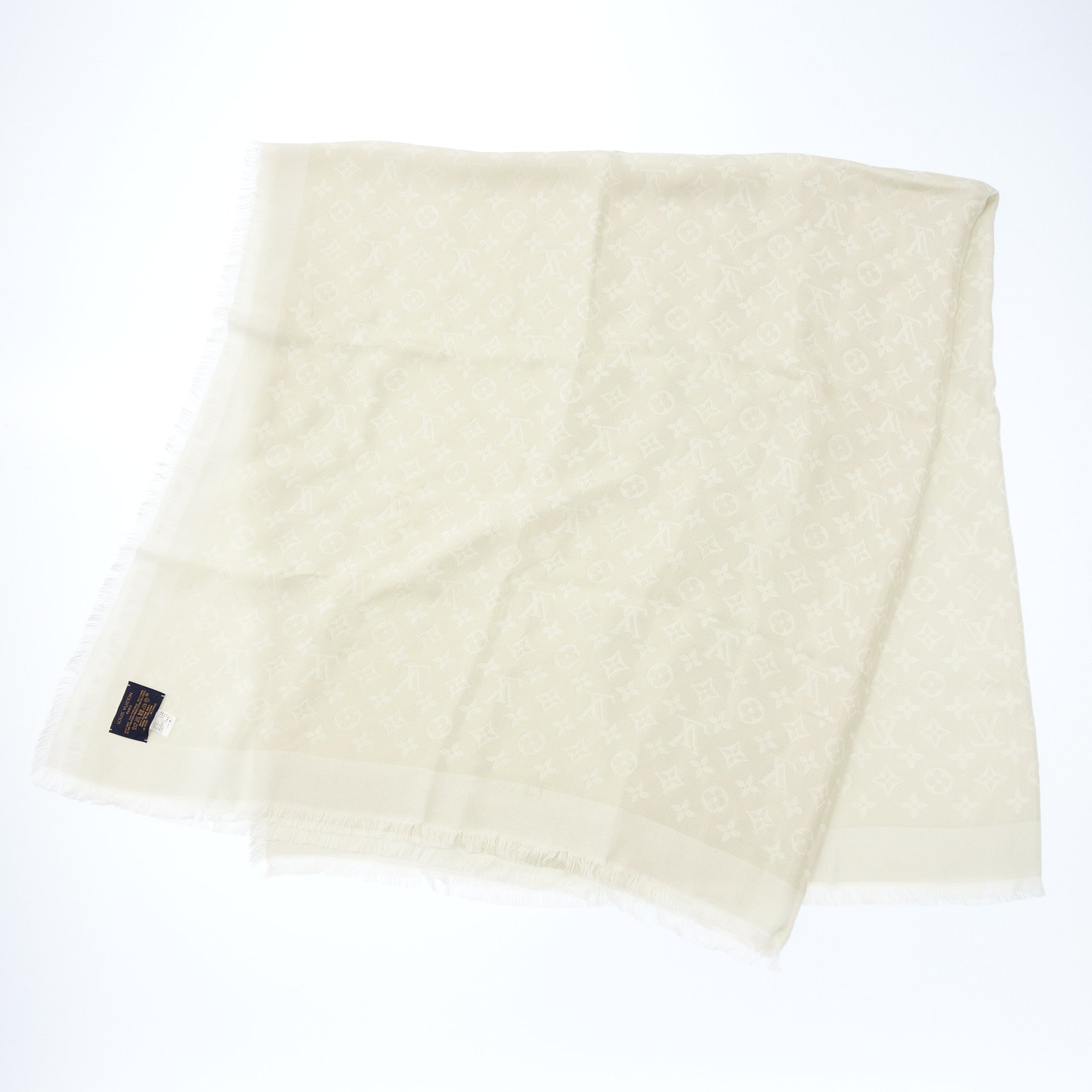 Used ◇Louis Vuitton Shawl Stole Monogram Shine M74026 White