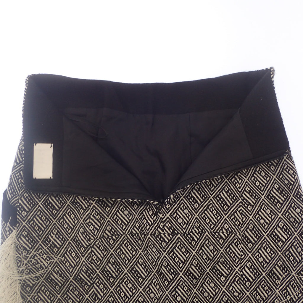 Good condition ◆ Mame Kurogouchi Knit Skirt Fringe Allover Pattern Women's Black x White 1 Mame Kurogouchi [AFB49] 