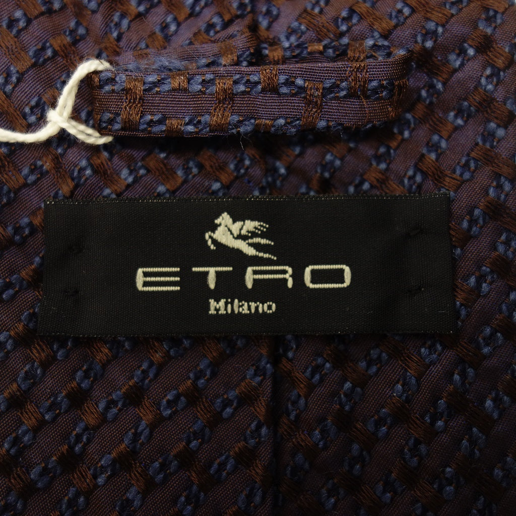 Good condition◆ETRO tie silk blend navy x brown ETRO LA NUOVA TRADIZIONE [AFI19] 