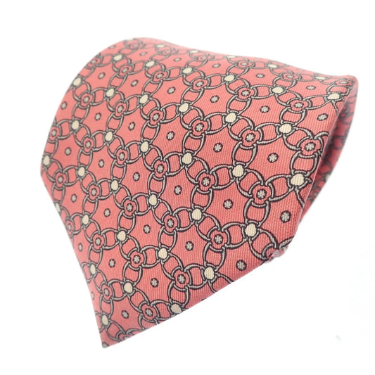 Good condition◆Hermes silk tie all over pattern men's pink HERMES [AFI2] 