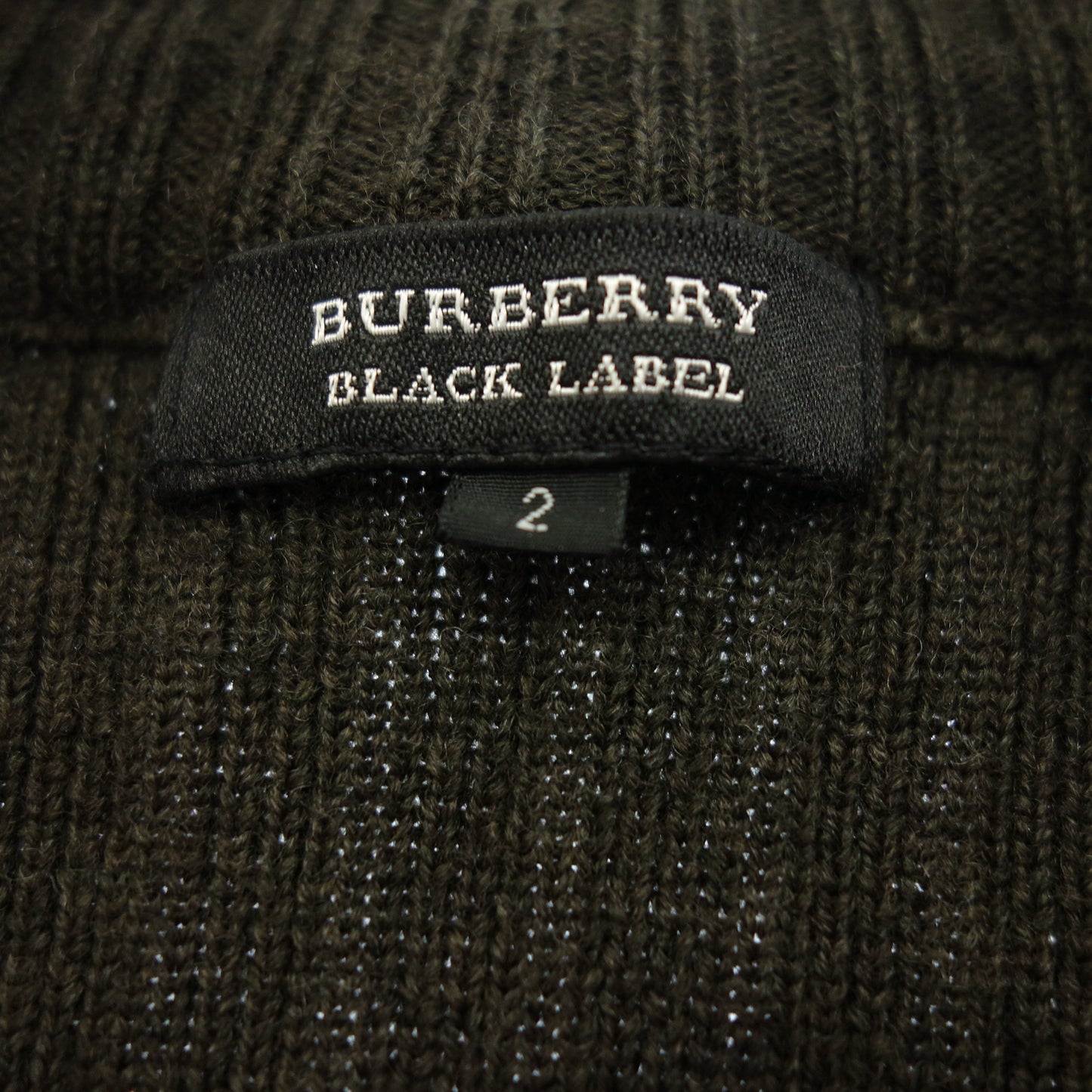 中古◆バーバリー ブラックレーベル ニットジャケット ジップアップ スエードレザー レディース サイズ2 ブラウン BURBERRY BLACK LABEL【AFB40】