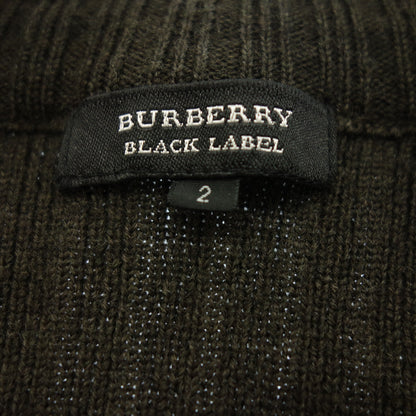 中古◆バーバリー ブラックレーベル ニットジャケット ジップアップ スエードレザー レディース サイズ2 ブラウン BURBERRY BLACK LABEL【AFB40】