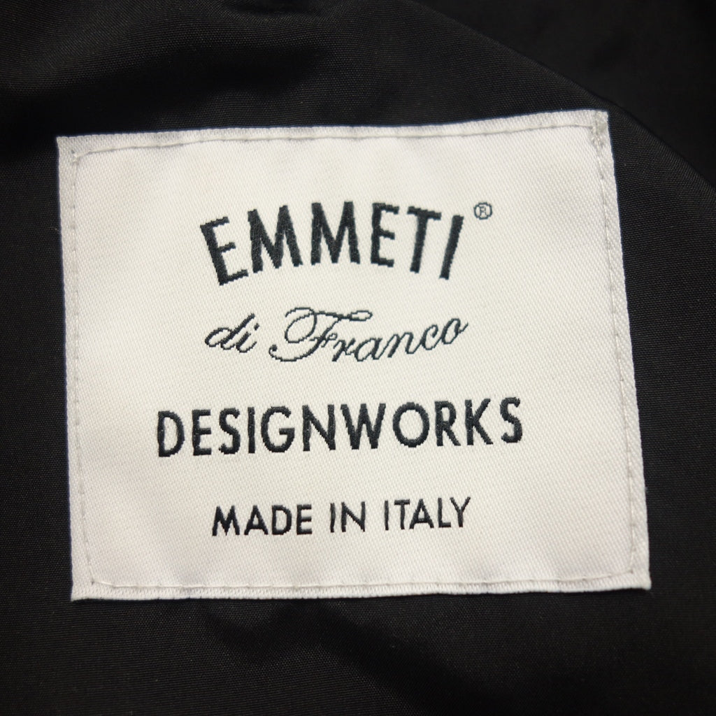 Good Condition ◆ EMMETI Leather Rider's Jacket Single Lambskin Nylon Switch Black Men's Size 48 EMMETI [AFG1] 