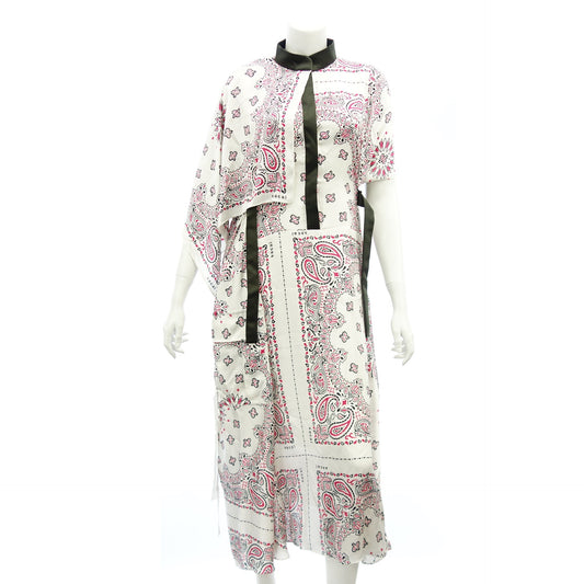 Very good condition◆Sacai Bandana Print Dress 22-05930 Polyester Women's White Size 3 Sacai [AFB53] 