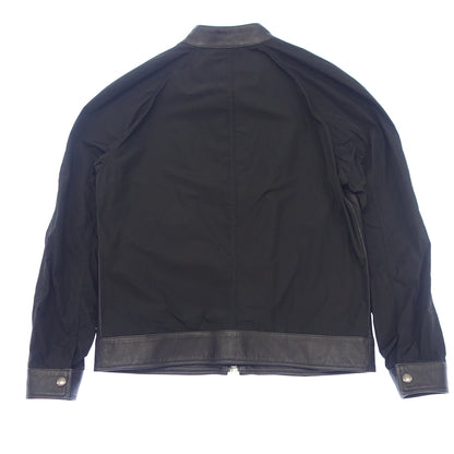 Good Condition ◆ EMMETI Leather Rider's Jacket Single Lambskin Nylon Switch Black Men's Size 48 EMMETI [AFG1] 