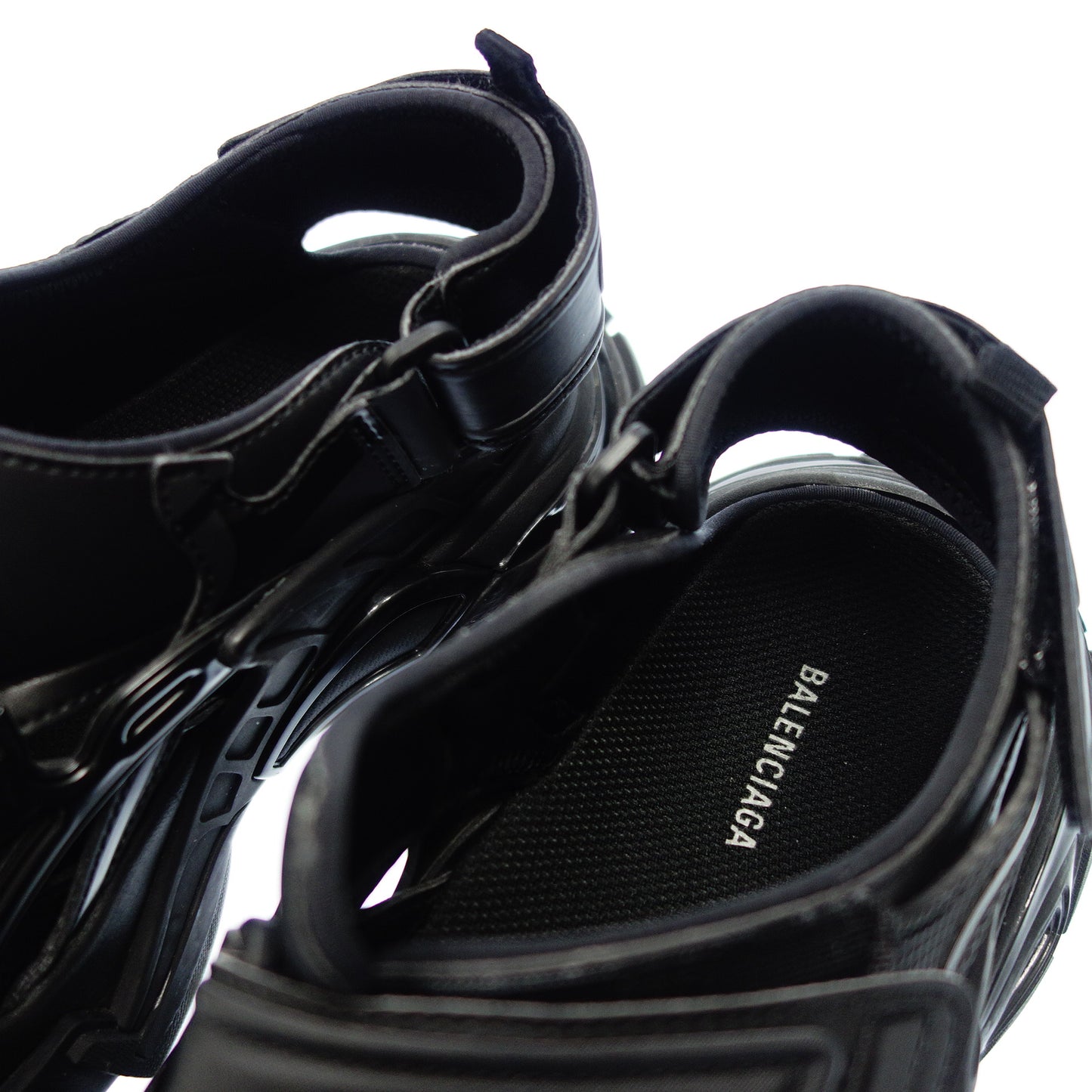 Good Condition ◆ Balenciaga Leather Sandals Track Sandal Velcro 617542 Men's 25 Black BALENCIAGA [AFC6] 