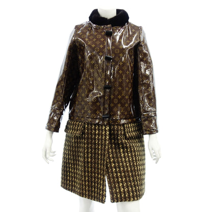 LOUIS VUITTON PVC coat jacket monogram collar mink tweed ladies 38 brown LOUIS VUITTON [AFG1] [Used] 