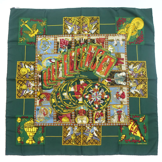 Good condition◆Hermes Carre 90 Scarf Silk LE TAROT Tarot Card Green HERMES [AFI22] 