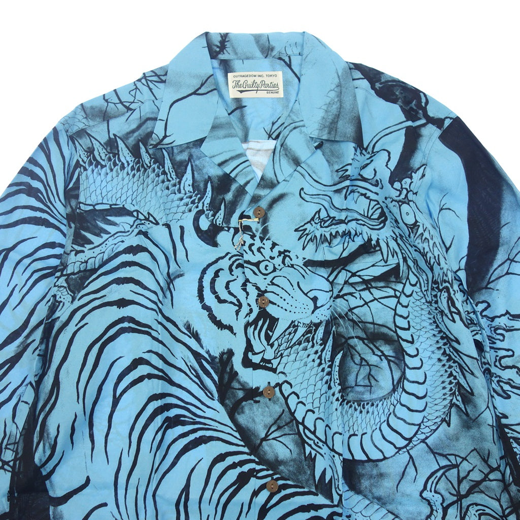 Like new ◆ WACKO MARIA TIM LEHI Hawaiian shirt 22FW-WMS-HI04 Men's Blue x Black Size M WACKO MARIA TIM LEHI [AFB36] 