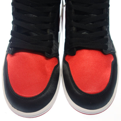 像全新一样 ◆ 耐克运动鞋高帮女式 Air Jordan 1 复古缎面面包黑色 x 红色 尺寸 27.5 厘米 FD4810-061 NIKE [AFD8] 