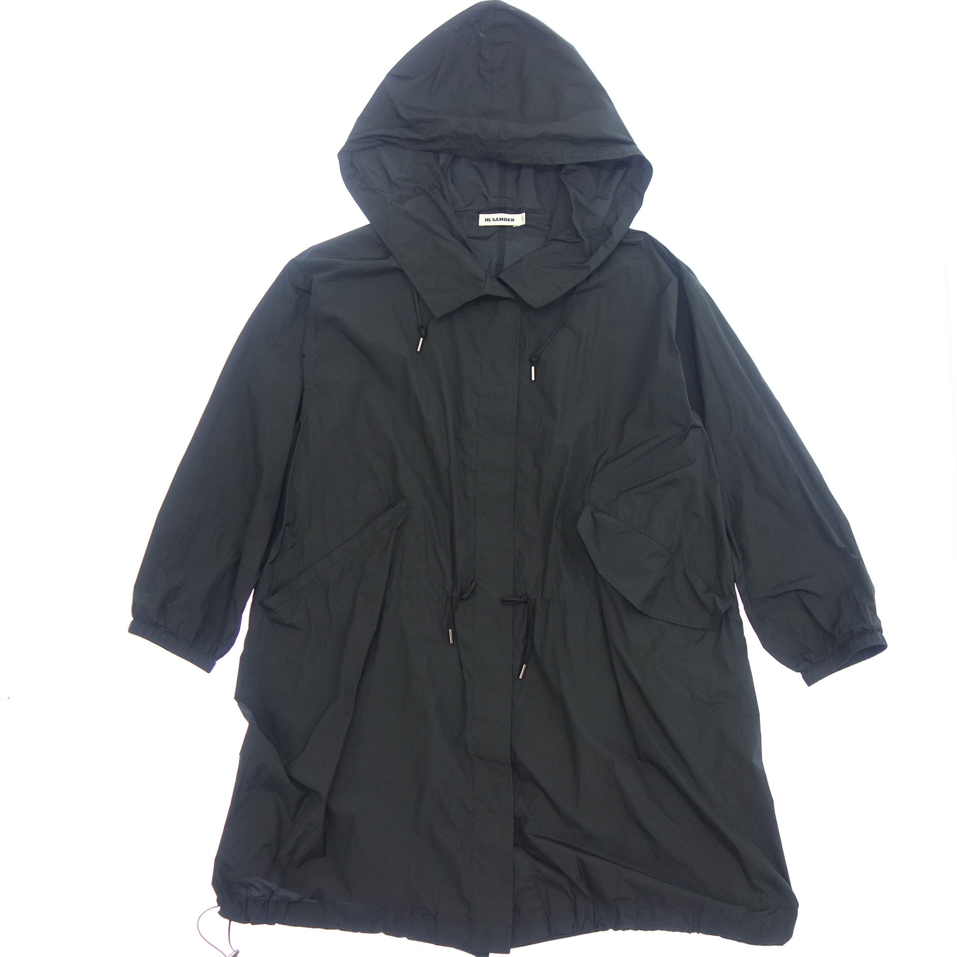 中古◆ジルサンダー フーデッドコート ポリエステル レディース サイズ32 黒 JIL SANDER【AFB3】