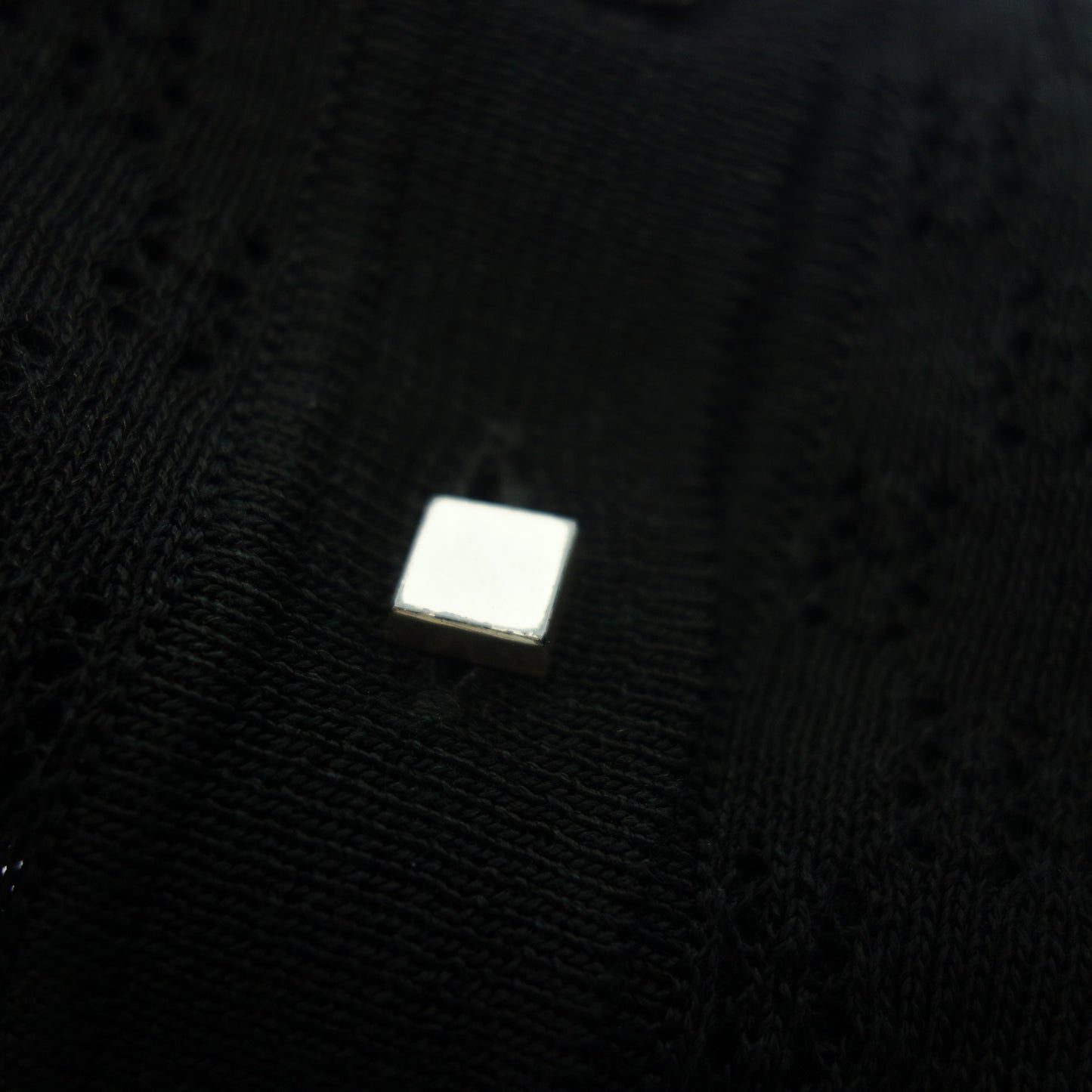 Used ◆Louis Vuitton mesh knit polo half button cotton rayon ladies black size M LOUIS VUITTON [AFB32] 