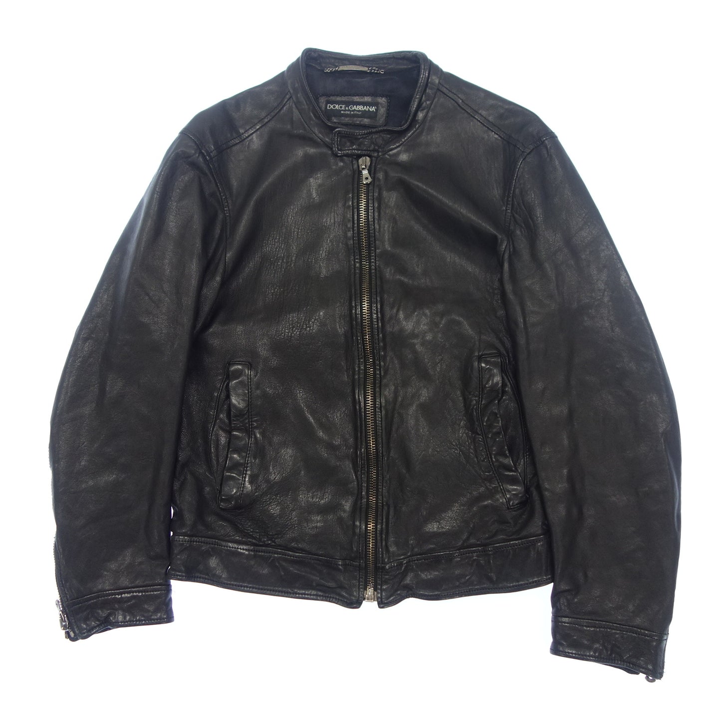 Used Dolce &amp; Gabbana Leather Jacket Zip Up Lambskin Men's Black Size 44 DOLCE&amp;GABBANA [AFG1] 