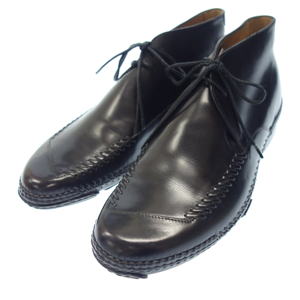 状况良好 ◆ Berluti Chukka 靴子皮革 Indio 黑色男式 7.5 码 Berluti [LA] 