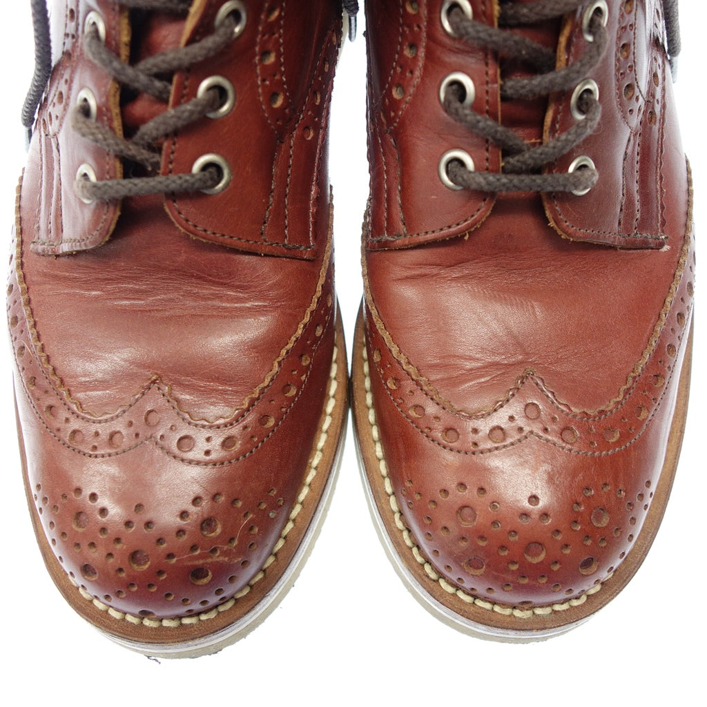 Good Condition ◆ Tricker's Leather Shoes Country Boots Lace Up Moulton M2508 Men's Brown Red Brown Size UK7 Tricker's MALTON [AFC46] 