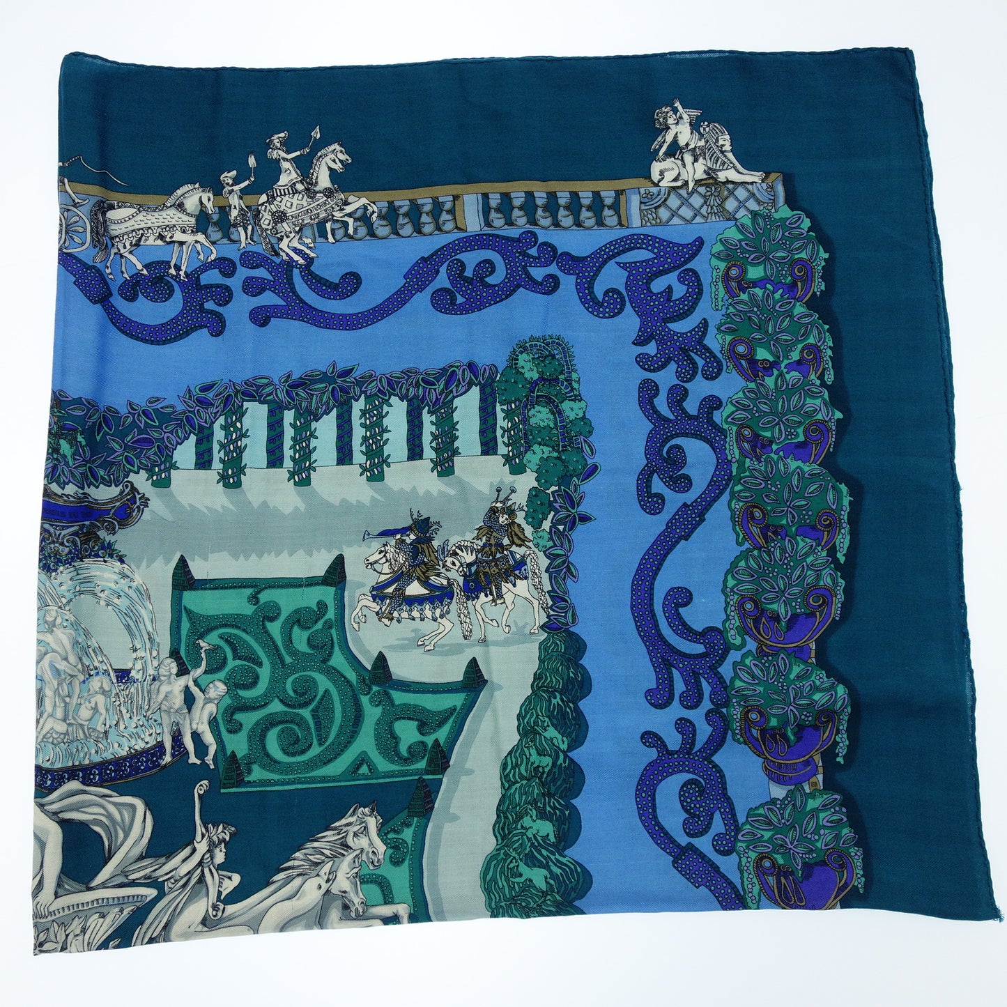 Hermes Carre 140 Scarf LE PARADIS DU ROY King's Paradise Women's Blue HERMES [AFI12] [Used] 