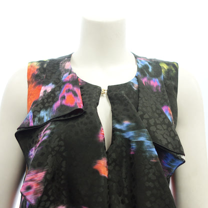 Good Condition◆Louis Vuitton Sleeveless Tops All Over Pattern Silk RW101A Women's Black Size 38 LOUIS VUITTON [AFB16] 