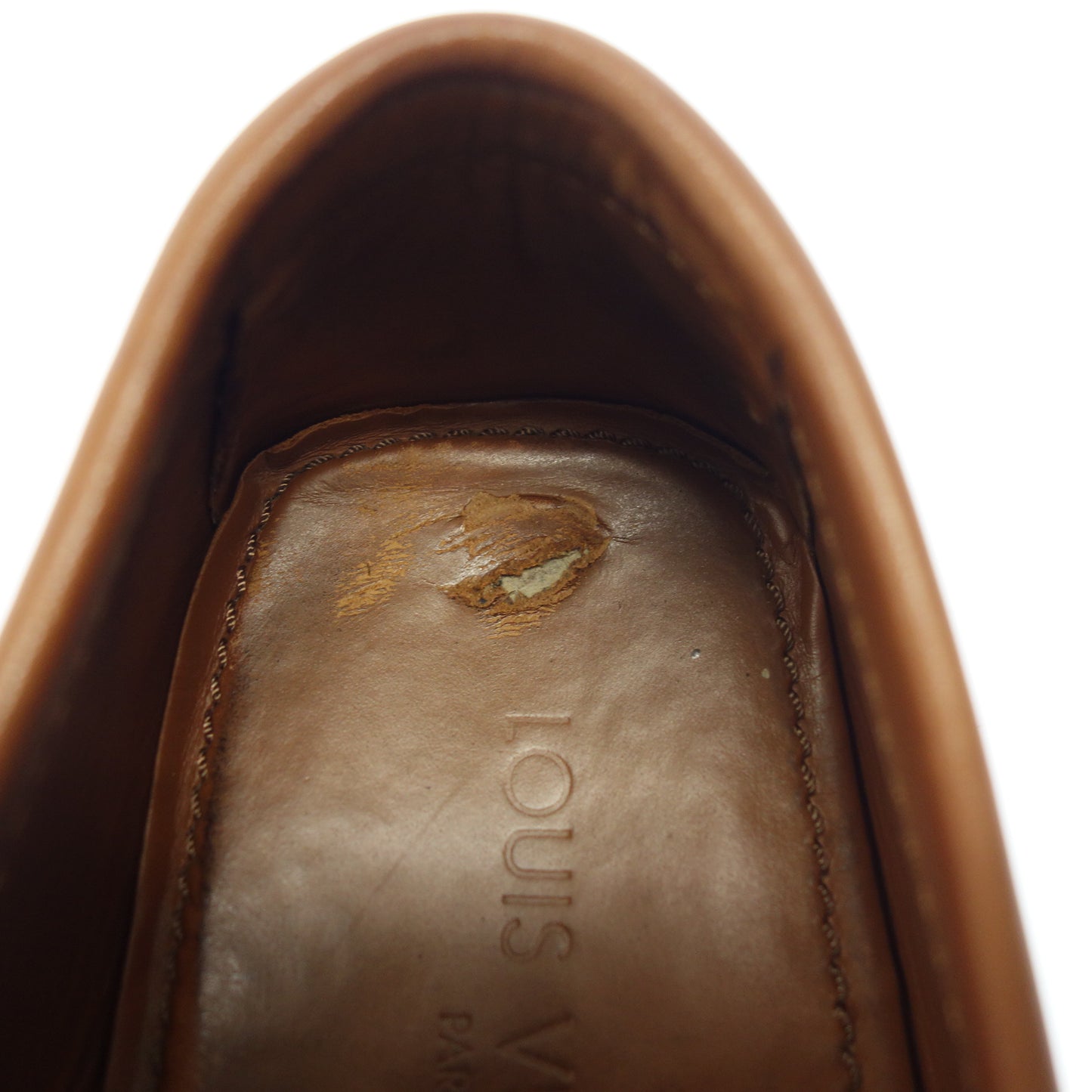 Used ◆Louis Vuitton Leather Loafer LV Hardware Gold Hardware FA0047 Men's Brown Size 10 LOUIS VUITTON [AFC22] 