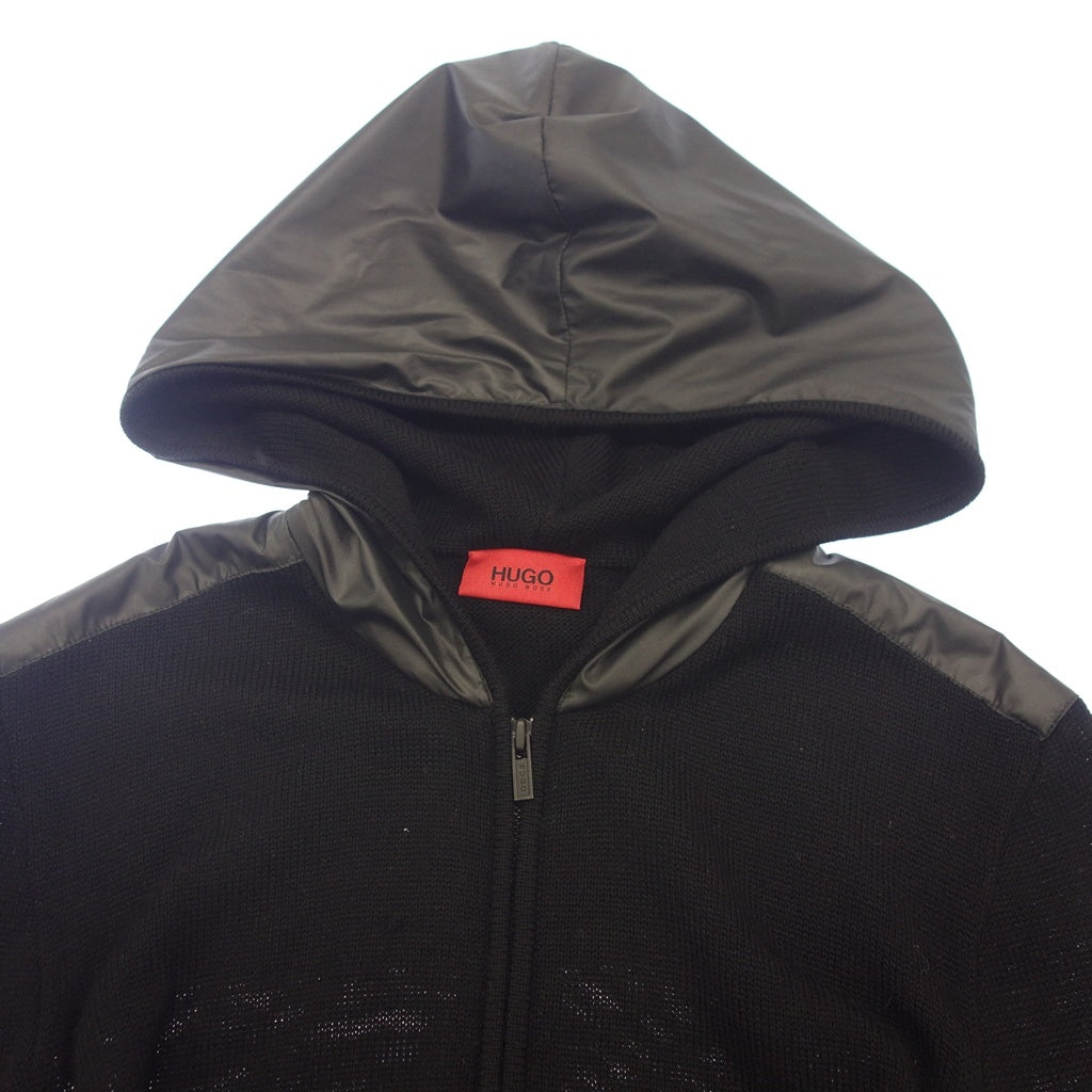 Good Condition◆Hugo Boss Knit &amp; Nylon Switching Parka Men's Size XL Black HUGO BOSS [AFB7] 