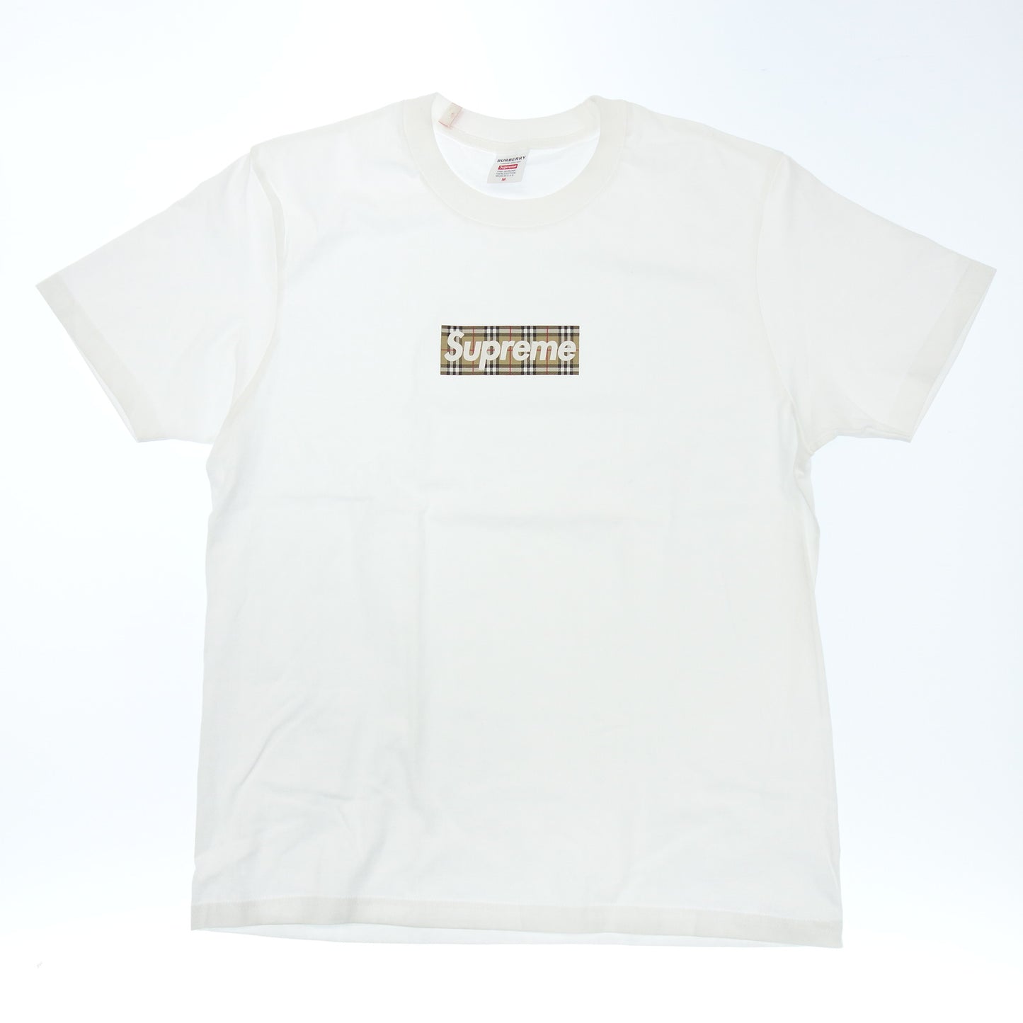 Supreme Burberry T-shirt Cotton Men's M White Supreme Burberry [AFB43] [Used] 