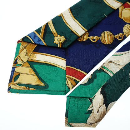 Very good condition◆Hermes silk tie scarf pattern green HERMES [AFI19] 