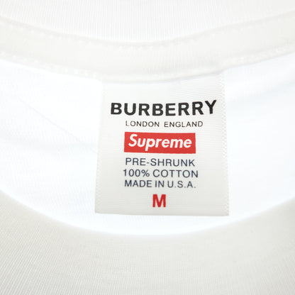 Supreme Burberry T-shirt Cotton Men's M White Supreme Burberry [AFB43] [Used] 