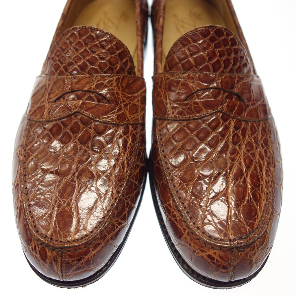 Good condition ◆ Ducal Penny Loafer Cocco Cold Crocodile Leather Brown Men's Size 40.5 4606 with box Ducal [LA] 