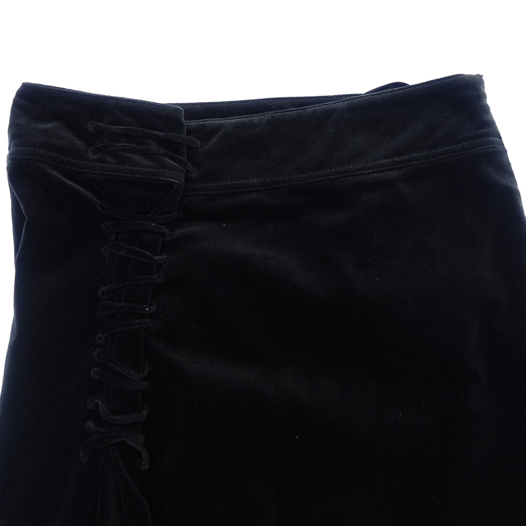 Used ◆ Gucci velor skirt lace up ladies 38 black GUCCI [AFB5] 