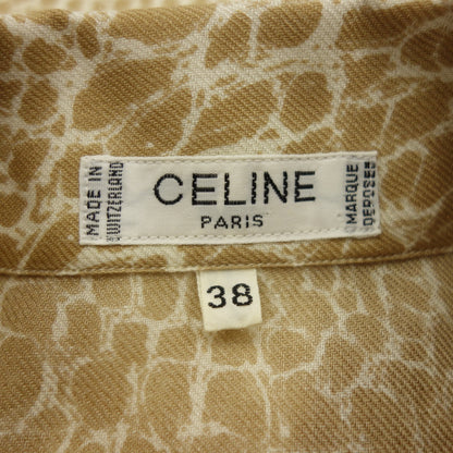 極美品◆セリーヌ 長袖シャツ ジラフ柄 シルク ベージュ系 サイズ38 レディース CELINE【AFB6】