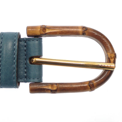 Good Condition◆Gucci Bamboo Buckle Leather Belt 322954 214351 80・32 Blue GUCCI [AFI10] 