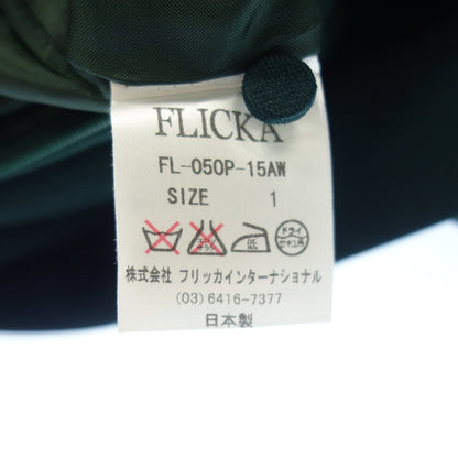 美品◆フリッカ ノースリーブパターンワンピース ウール レディース グリーン サイズ1 FL-050P-15AW FLICKA【AFB17】