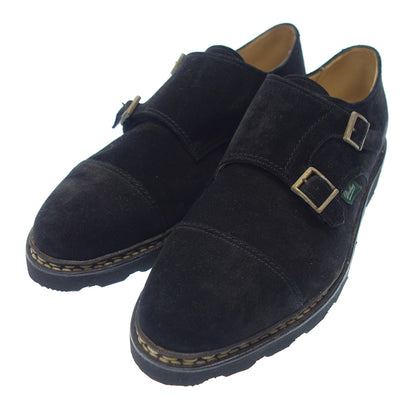 Good Condition ◆ Paraboots Leather Shoes William Double Monk WILLIAM Suede Men's Size 9 Black with Box PARABOOT [AFD8] 