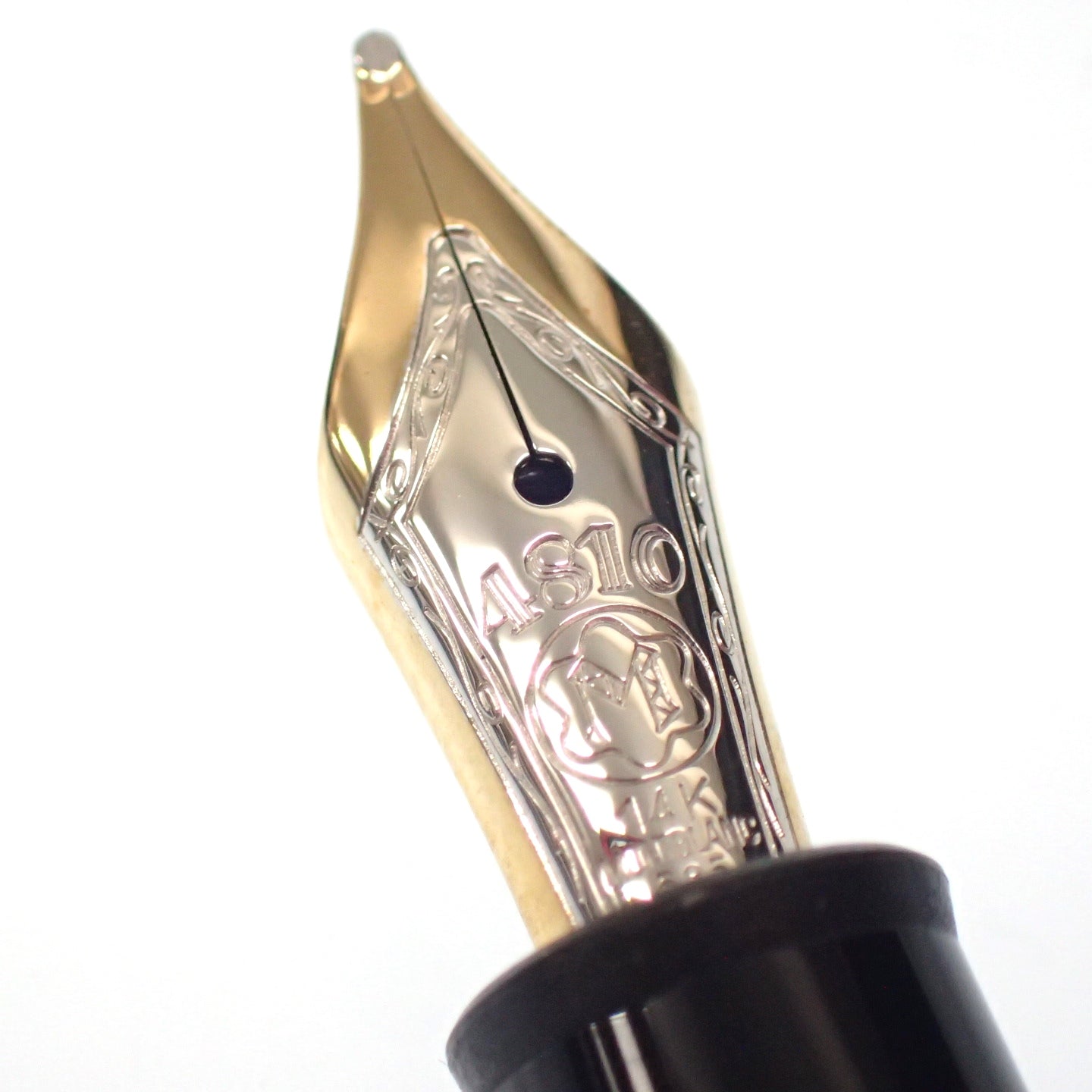 4433【北】MONTBLANC インク付き モンブラン MEISTERSTUCK マイスターシュテック万年筆 ペン先14K ショパンCD付属 プラチナ ×ブラック - 文房具