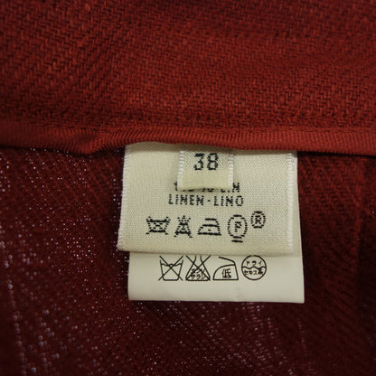 Hermes linen pants side zip leather pull Margiela period 3 ladies 38 red HERMES [AFB21] [Used] 