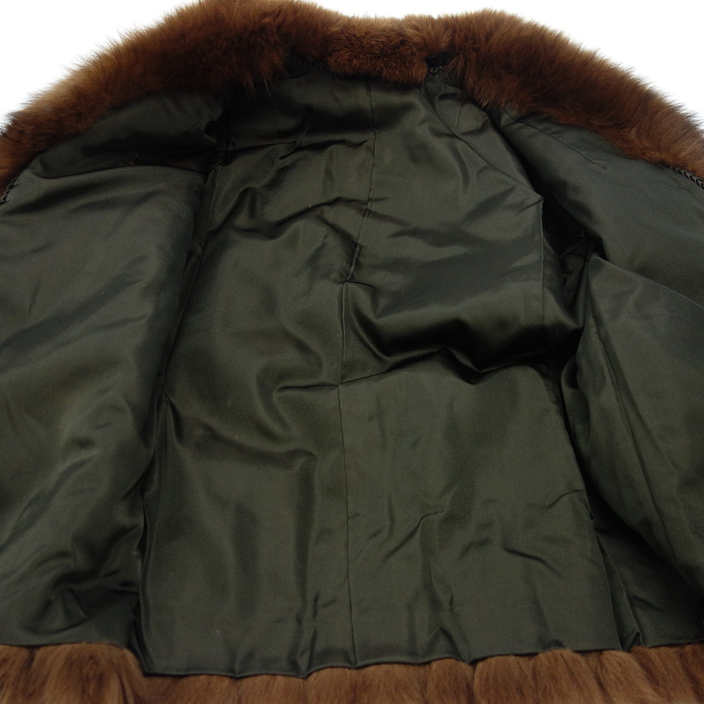 Good condition◆No brand fox fur half coat size 6 brown ladies [AFF21] 