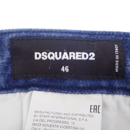 美品◆ディースクエアード デニムパンツ クラッシュ加工 メンズ 青 46 Anniversary Super Low Jean Dsquared2【AFB22】