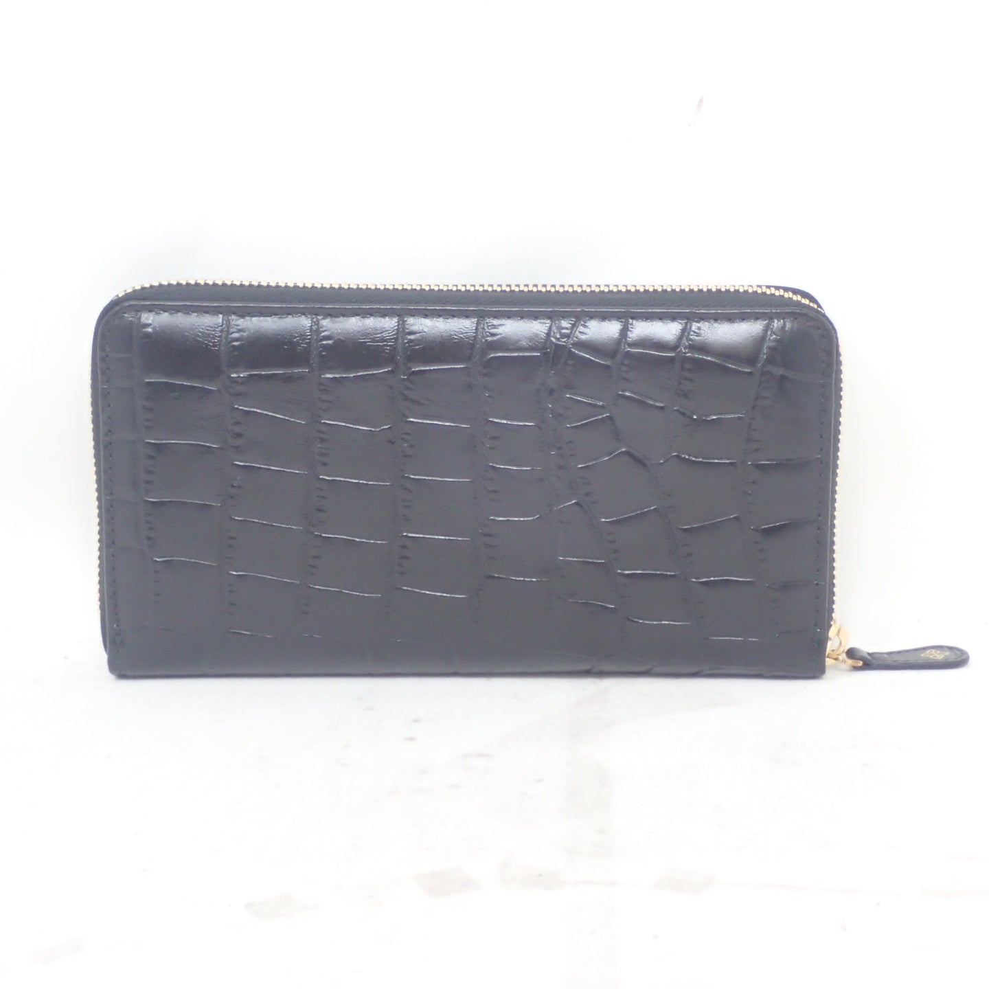 Like new ◆ Ettinger long wallet round zip crocodile embossed black ETTINGER [LA] 